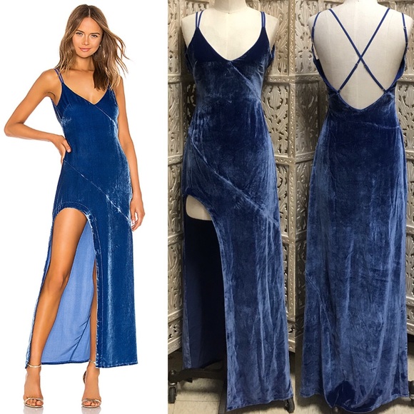 For Love And Lemons Dresses & Skirts - FOR LOVE AND LEMONS Nadine Blue Velvet Maxi Dress